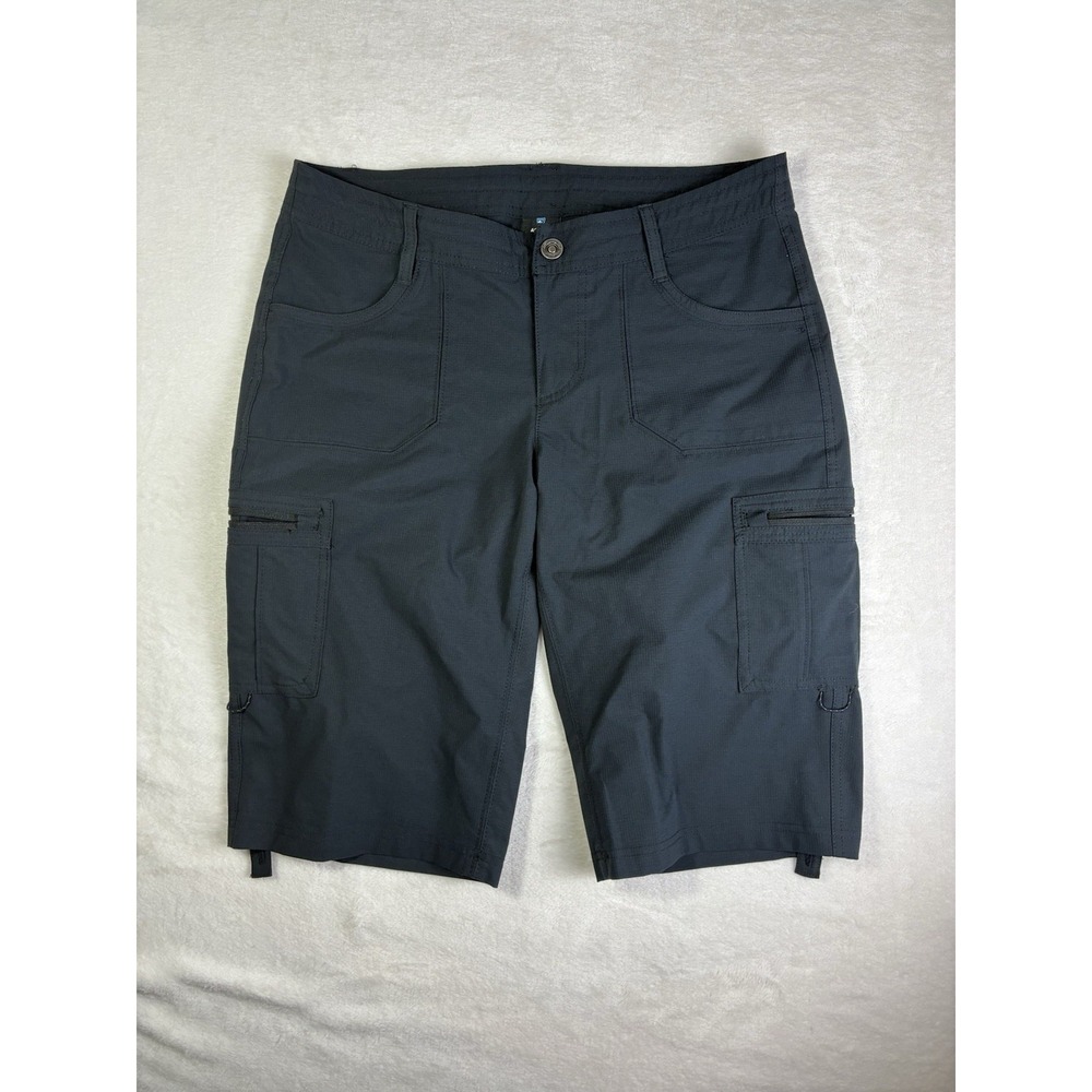 Kuhl Women's Horizon Performance Cargo Roll Up Outdoor Hiking Shorts Black 8